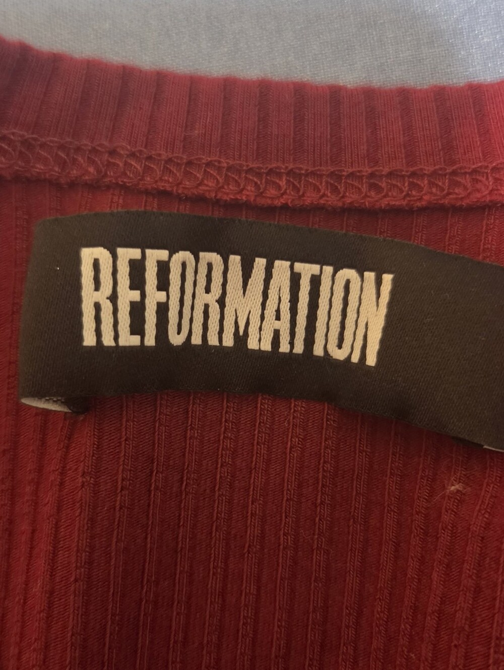 Reformation Ribbed Knit Long Sleeve Dress Raspberry Red Size L - Picture 3 of 8